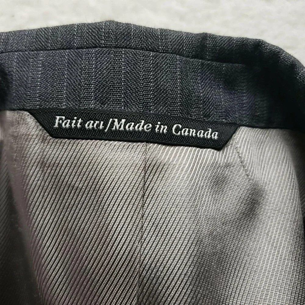 Jack Victor Suit Jacket Mens 46 Short Gray Wool Pinstripe 2 Button Notch Lapel